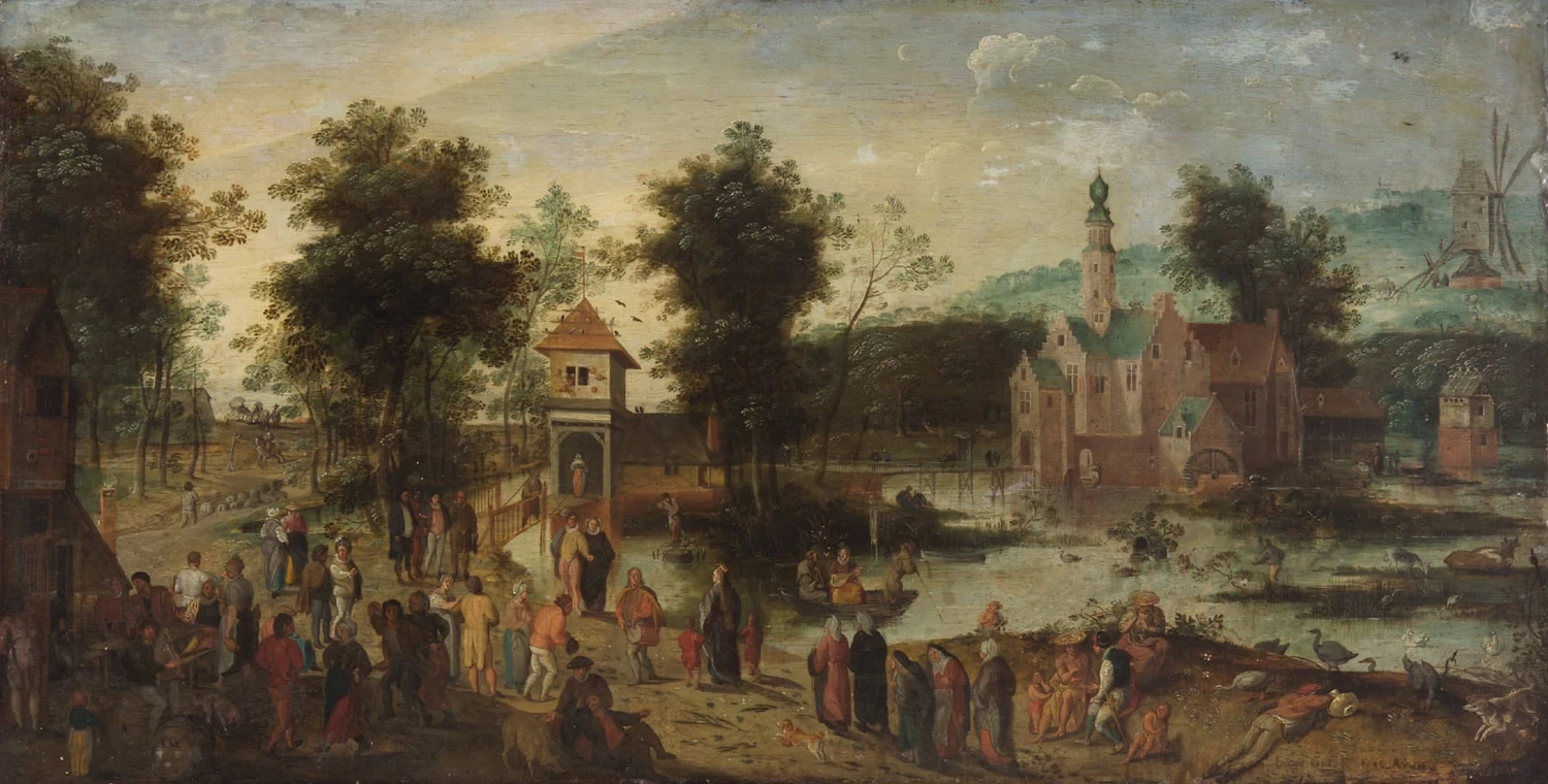 Paesaggio con castello e figure, con Abel Grimmer - Kunsthistorisches Museum